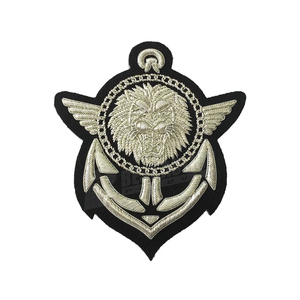 Embroidered Lion Anchor <b>Patch</b> <b>Sew</b>-<b>On</b> Irregular Shape Woven Fabric Badge Gold Black Decorative Cloth <b>Patch</b> - Product Image 4