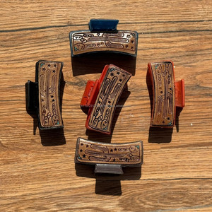 New Arrival Hot Selling Western Stylish Handmade Tooled Engraved Leather Hair Claw Clips Leather Claw Hair Accessories for Women - Product Image 3