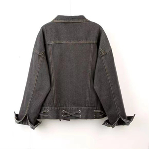 Men's Washed <b>Denim</b> <b>Jacket</b> Stand Collar Single Breasted Loose Fit Solid Color Autumn Casual Outerwear Breathable Quick Dry Storm - Product Image 2