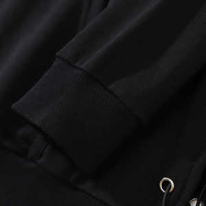 Sweat à capuche streetwear oversize noir avec strass et motif flamme réfléchissant, coupe ample, en coton épais, pour homme et femme, hiver - Product Image 5