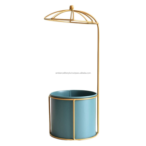 Best-Selling <b>Turquoise</b> Metal Flower Table <b>Vase</b> Modern Design Matt Glaze Ambiance Lifestyle Home Decor for Living Room Office Use - Product Image 5