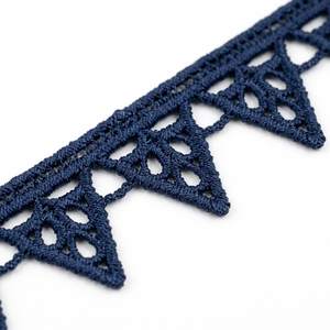 Encaje Guipur Geométrico Azul Marino de 10 mm de Primera Calidad, Borde de Encaje de Lujo Ecológico para Accesorios de Ropa, Calzado, Manualidades, Decoración y Embalaje - Product Image 3