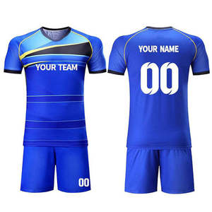 Uniformes de Fútbol Sublimados en Azul, Blanco y Negro, Diseños Personalizados 2026, Camisetas de Fútbol Totalmente Personalizables - Product Image 1