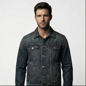 2025 Nueva chaqueta vaquera de invierno de alta calidad para hombre, ropa de calle informal de Color sólido transpirable de secado rápido frontal liso - Product Image 1