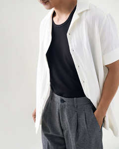 Chemise décontractée élégante pour homme The31, blanche, à manches courtes, col rabattu, boutonnage simple, modèle 11SHSM003 - Product Image 5