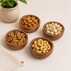 Wholesale Handcrafted Acacia Wood Bowls Set Round Wooden Serving Bowl for Salad Snacks Nuts and <b>Candy</b> In Best Price - Product Image 6