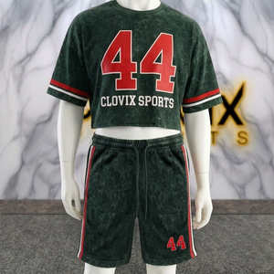 Acid Wash Short Set Men Vintage Washed T <b>Shirt</b> And Shorts Set Custom Logo Streetwear Wholesale - Product Image 3