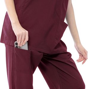 Ensemble de blouses médicales pour femmes - Blouse médicale à col en V et pantalon droit avec 11 poches - Product Image 5