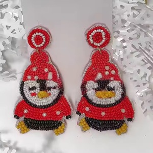 Pendientes de Papá Noel con Cuentas, Estilo Bohemio, Geométricos, para Fiestas de Halloween, Pendientes Colgantes Multicolores para Niños - Product Image 1