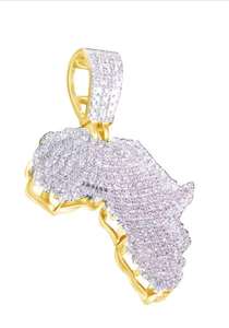 Colgante de mapa de África unisex con moissanita de corte brillante redondo, plata de ley 925, estilo hip-hop, dijes de joyería fina para fiesta - Product Image 2