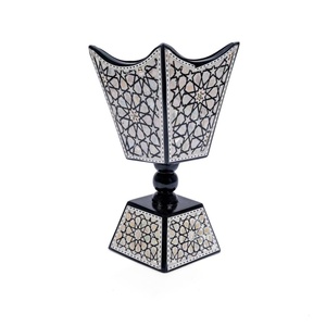 เตาเผาบัคฮูร์ไม้แกะสลักลายอาหรับแบบพกพา พร้อมที่วางกำยานอูด ดีไซน์ตกแต่งสำหรับบ้านสไตล์ตะวันออกกลาง - Product Image 5