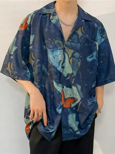 Camisa Blusa Vintage de Verano para Hombre, de Secado Rápido, Transpirable, con Estampado Tie-Dye, Antiarrugas, de Manga Corta, con Estampado de Piel de Serpiente, Hawaiana, de Poliéster - Product Image 2