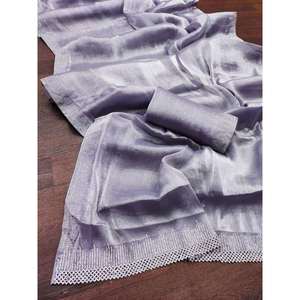TREANDING SEDA SIROSKI TRABAJO SAREE CON BLUSA SIN COSTAR LAVANDA - Product Image 1