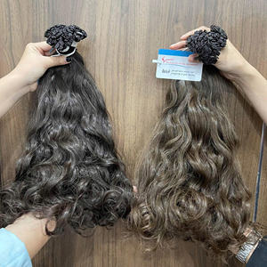 Extensions de cheveux naturels ondulés de luxe, texture tendance, teintes vietnamiennes, double trame, pointe plate, kératine - Product Image 1