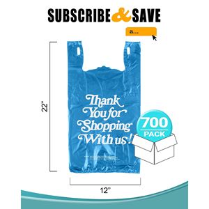 ถุงเสื้อยืดพิมพ์ลายคำขอบคุณสำหรับงานขายปลีกถุงผ้าโพลีทนทานสำหรับงานขายปลีกขนาด12x6x22หนา16ไมครอนสีฟ้าแพ็ค700 - Product Image 2