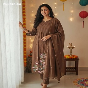 Ropa informal de última colección, recién llegada, conjunto de Kurti de algodón con bordado y trabajo a mano, con pantalón y dupatta, moda femenina. - Product Image 1