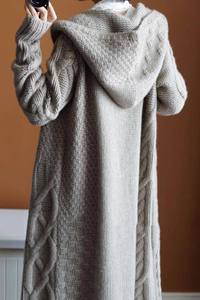 Autumn Winter Women's Casual Embroidered Eco-Friendly Vintage Hooded Knitted <b>Cardigan</b> <b>Coat</b> Large Size Shawl Long Sleeve Medium - Product Image 6