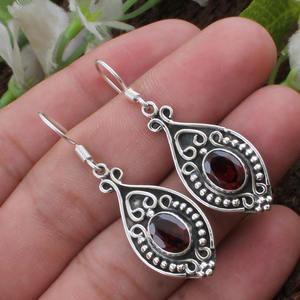 Natural Red <b>Garnet</b> <b>Earrings</b> 925 Sterling Silver AAA Grade Crimson Gemstone Studs January Birthstone Fine Jewelry for Women - Product Image 2