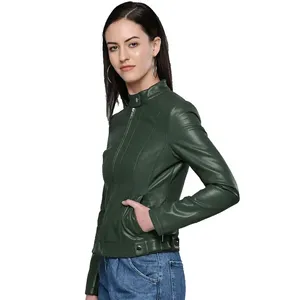 PIHA SPORTS Women's Genuine Leather Suede Biker Jacket with Zip Pockets Breathable Regular Fit Winter Coat (<b>3</b> Colors) - Product Image 1