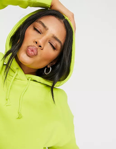 Sweat-shirt à capuche unisexe surdimensionné en molleton vert lime, coupe décontractée classique avec poche, respirant, pour l'hiver - Product Image 4
