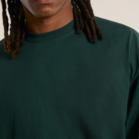 T-shirt décontracté pour homme en coton tricoté 100 %, coupe oversize, épaules tombantes, col rond uni, antibactérien, respirant et écologique