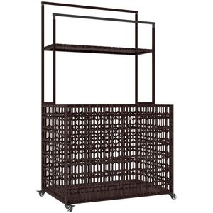 Armario de Almacenamiento Marrón Mixto con Barra para Toallas, Estante de Almacenamiento Exterior, Estante para Flotadores de Piscina - Product Image 5