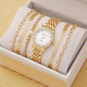 6260 - Juego de 5 Pulseras - Reloj de Pulsera de Cuarzo con Diamantes de Lujo de Acero Inoxidable para Mujer - Product Image 2