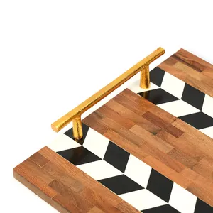 Plateau décoratif en bois de luxe moderne, élégant, durable et écologique, idéal pour la maison, la cuisine et la table basse - Product Image 6