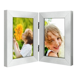 Ensemble de cadres photo rectangulaires en bois modernes, pliables, pour affichage mural, orientation verticale, double support pour photos - Product Image 1