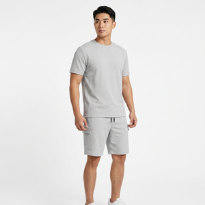 Men's Light Gray <b>Shorts</b> Mid Waist Drawstring Quick Dry Knitted Bermuda Style Casual <b>Pants</b> With Side Pockets - Product Image 3