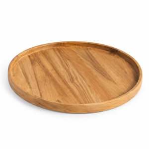 Plateau de service polyvalent en bois de manguier poli avec rebord extérieur surélevé et grain de bois chaud |   Plateau multifonctionnel durable pour fruits - Product Image 1