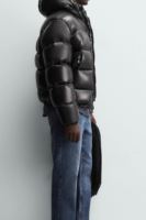 Veste d'hiver décontractée pour homme, noire, à capuche, rembourrée de duvet, coupe-vent, fermeture éclair, longueur courte, coupe régulière