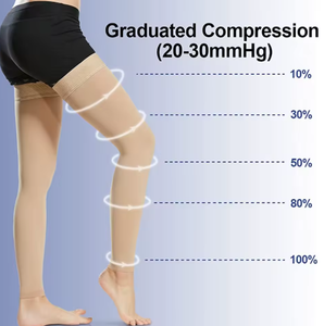 Bas de contention à compression graduée, antidérapants, en mélange de spandex, soutien des jambes 20-30 mmHg, respirants, à enfiler, unisexe, anti-gonflement, toutes saisons - Product Image 1