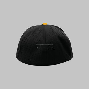 Gorras de béisbol ajustadas Suade personalizadas con logotipo de bordado de dos tonos con letras bordadas en 3D de algodón puro - Product Image 6