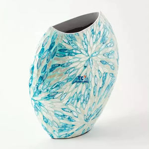 Florero de mesa con incrustaciones de madreperla de mosaico decorativo para el hogar con forma Irregular azul moderno más vendido - Product Image 2