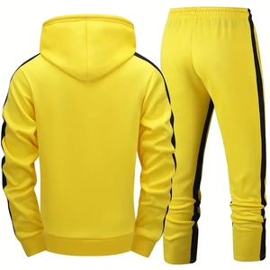<b>Men's</b> Casual Tracksuit Set <b>Black</b> Gold Embroidery Zipper <b>Jacket</b> Pants Full Sleeve Autumn Wear Regular Fit 2 Piece Sweatshirt <b>Suit</b> - Product Image 2