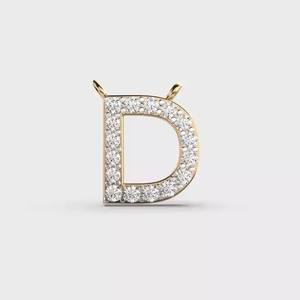 Pendentif Hip Hop pour homme en forme de D, en véritable moissanite, sans chaîne, bijoux plaqués or platine et perle - Product Image 4
