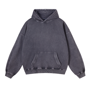 <b>Oversized</b> Washed Grey Hoodie for Men & Women – Premium Heavyweight <b>Vintage</b> Pullover <b>Sweatshirt</b> with Kangaroo Pocket - Product Image 3