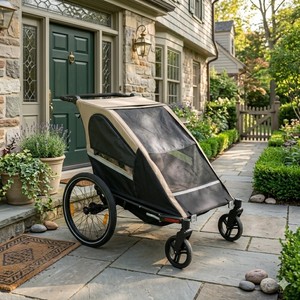 Remorque-vélo-poussette-jogging 3-en-1 pour jumeaux TC-2024T avec cadre en aluminium et tissu résistant à l'eau pour les aventures en plein air - Product Image 4