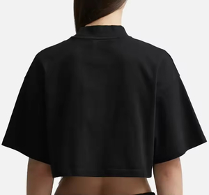 เสื้อยืดคอตตอน 100% ขายส่ง เสื้อยืดครอปคอเต่าทรงโอเวอร์ไซส์สำหรับผู้หญิง เสื้อยืดพิมพ์โลโก้ตามสั่ง สไตล์เซ็กซี่ เสื้อยืดเวกเตอร์แบบครอป - Product Image 6
