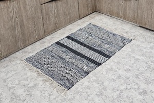 Tapis de couloir moderne en coton tissé à la main 2x3 2x4 2x5 pieds Noir Blanc Motif géométrique Prêt à expédier Livraison gratuite USA - Product Image 4