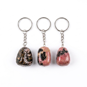 Porte-clés en cristal de rhodonite de haute qualité, pierre naturelle polie, cadeaux pour femmes, vente en gros - Product Image 4