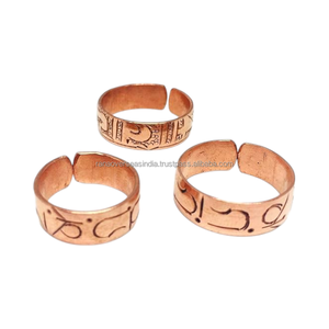 Anillo de Dedo de Cobre Puro de Primera Calidad, Ajustable, Hecho a Mano, Grabado con Diseño Tradicional, Unisex, Regalo de Moda para Meditación y Yoga - Product Image 2