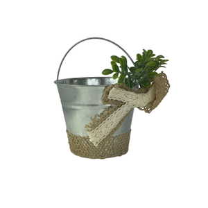 Cubo de metal galvanizado vintage con asa, cubo de acero para decoración y almacenamiento de jardín, contenedor rústico de estilo granja con revestimiento de zinc - Product Image 6