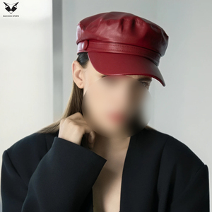 Gorras de Cuero Genuino Rojo, Estilo Vintage, de Alta Calidad, Clásicas, Cómodas, para Otoño/Invierno - Product Image 3