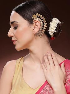 Pendientes de Lujo con Baño de Oro y Certificación Kundan, Estilo Jhumka, para Mujer, Joyería Nupcial India, con Perlas de Pavo Real, Estilo Étnico - Product Image 2