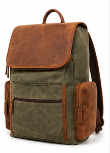 Modern Canvas Leather Laptop <b>Backpack</b> Large Capacity Eco-Friendly <b>College</b> Travel School Business <b>Backpack</b> Multi Pocket Design - Product Image 2