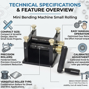 Mini Bending Machine Small Rolling Tool | Manual Sheet <b>Metal</b> Roller Bender | <b>Bench</b> Mount Forming Tool for DIY | Workshop Use - Product Image 3