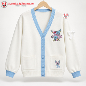 Cardigan en tricot pour femme Gamma Phi Delta Sorority, style décontracté, imprimé floral, 100% polyester - Product Image 2