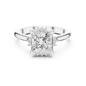 Anillos Clásicos de Compromiso, Boda y Aniversario con Media Corona, Diamante Cultivado en Laboratorio con Corte Princesa E VS1, Anillo de Oro Sólido de 14K - Product Image 6